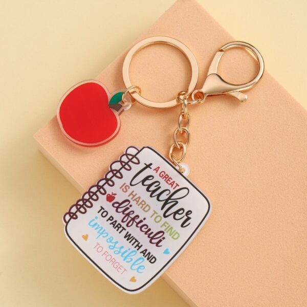 Wholesale Acrylic Apple Alphabet Teacher's Day Keychain