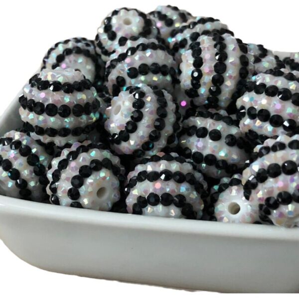 Wholesale  5pcs 20MM Resin Black and White Striped Diamond Balls