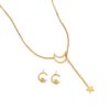 Wholesale Stainless steel moon and star pendant gold necklace and earrings