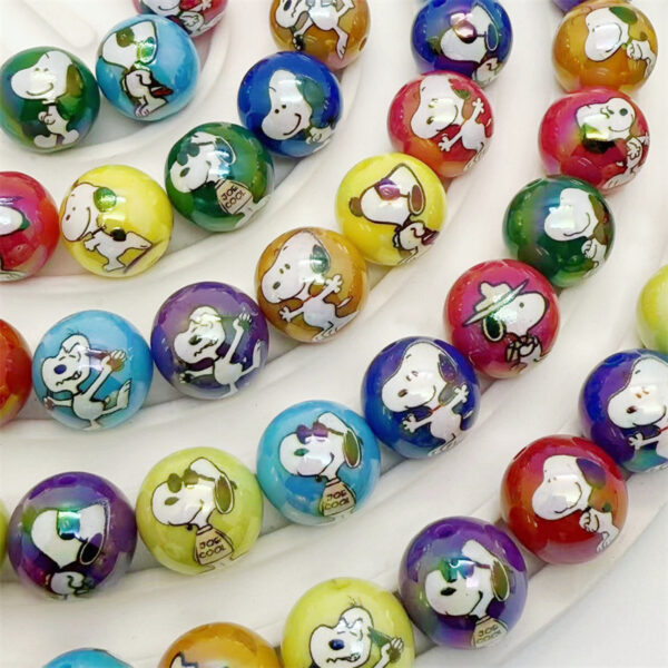 O1CN01IBmnUc1HgUkCvRUAD_2216860830787-0-cib Wholesale 16mm Acrylic UV Color Plated Printing Straight Hole Round Bead DIY Mobile Phone Chain Beaded Pen Keychain Aessories