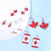 Wholesale New Canadian Flag Earrings Zinc Alloy Dripping Oil Red Maple Leaf Earrings