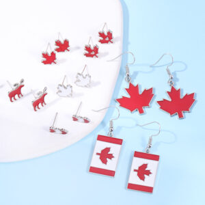 O1CN01ICZZ4f23mzlhj2JSo_2213657267299-0-cib Wholesale New Canadian Flag Earrings Zinc Alloy Dripping Oil Red Maple Leaf Earrings