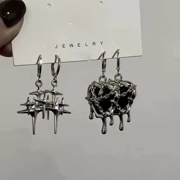 Wholesale Gothic liquid heart-shaped pendant earrings