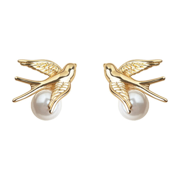 Wholesale Golden Pearl Bird Silver Needle Earnail