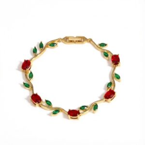 Red and green bracelet in gold