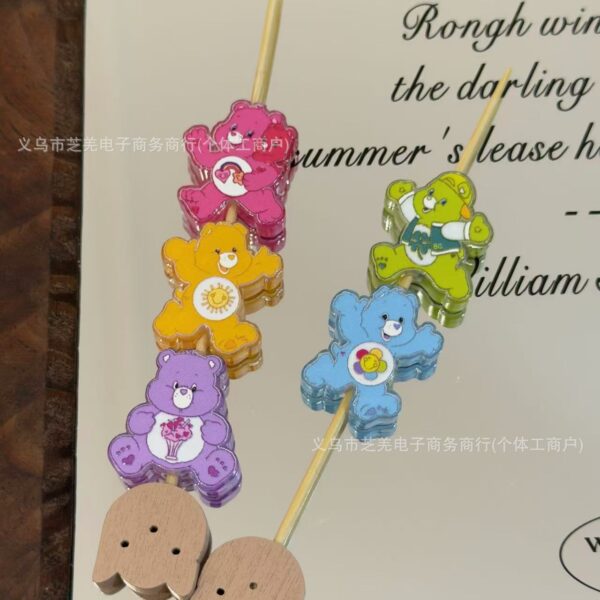Wholesale 10pcs embossed cartoon rainbow bear acrylic beads