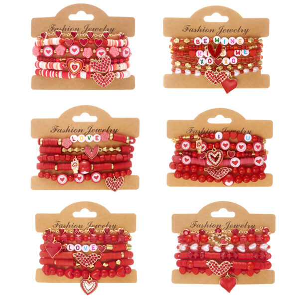 O1CN01IIuEb41FFoUvUGIWH_2217548420458-0-cib Wholesale Red diamond studded heart-shaped soft ceramic bracelet set