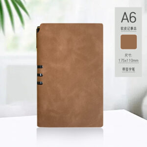 A6 cinnamon-colored blank pen holder with spine (notebook + pen)