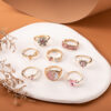 Wholesale Retro Dot Diamond Love Black Gemstone ipping Oil Bagua Piece Set Ring