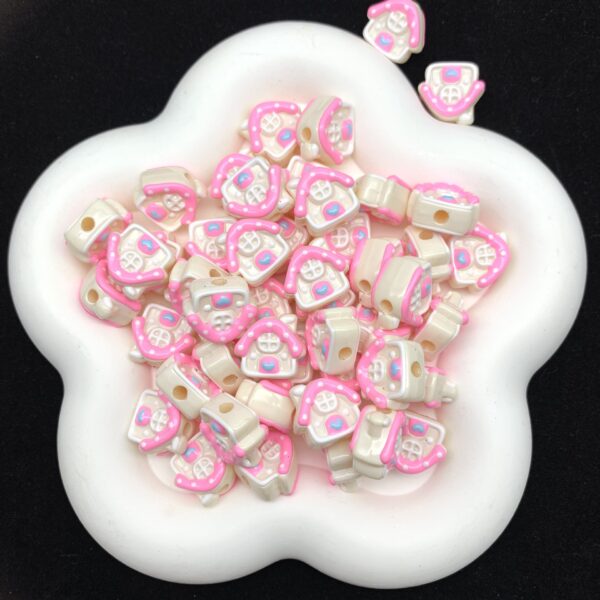 Wholesale Small house heavy oil hand-painted beads loose beads beaded DIY jewelry aessories bracelet mobile phone chain pendant bag hanging cute pen