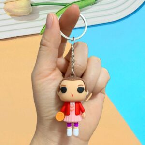 Strange plush toy keychain - short hair and red dress / 5.4*3.8