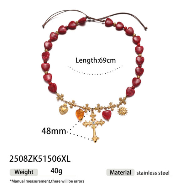 Wholesale Stainless Steel Heart Beaded Necklace Collarbone Chain