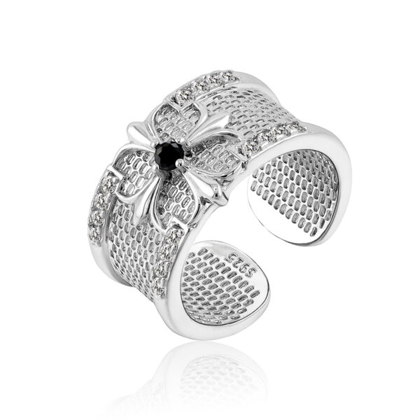 Wholesale Hollow Cross Iris Zircon Open Ring