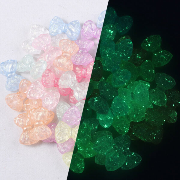 Wholesale 30pcs luminous colored bow acrylic beads