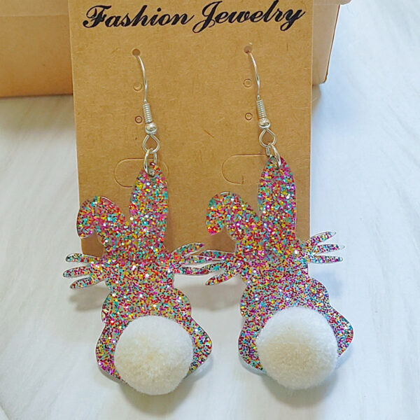 Wholesale Easter cartoon rabbit colored sequin acrylic earrings