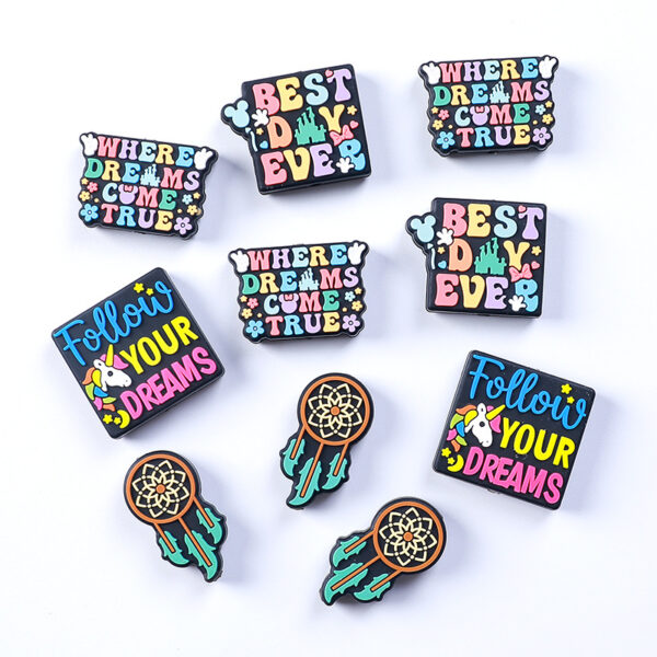 Wholesale 20PCS Creative Cartoon Letters Focus Beads Dream Catcher Silicone Beads