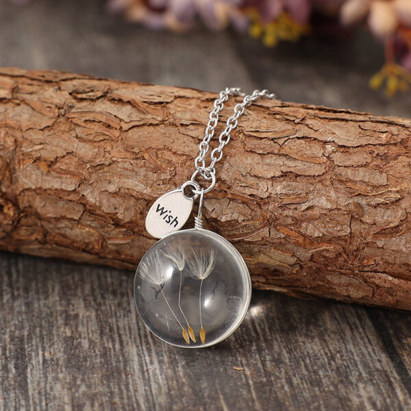 Wholesale Alloy Inlaid Artificial Gem Three Dandelion Pendant Necklace