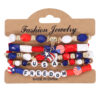 Wholesale Independence Day Flag Red White Blue Crystal Soft Ceramic Bracelet