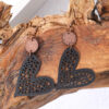 Wholesale Valentine's Day Love Wood Pieces Hollow Mesh Leather Earrings