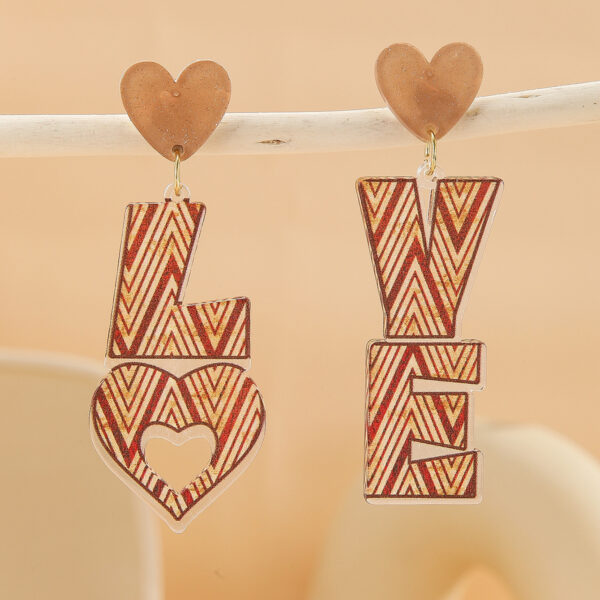 Wholesale Rainbow letter acrylic printed asymmetrical earrings