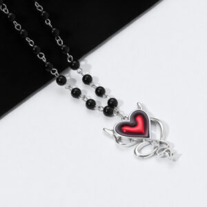 Love devil-black bead necklace