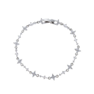 Light blue zircon flower bracelet-silver