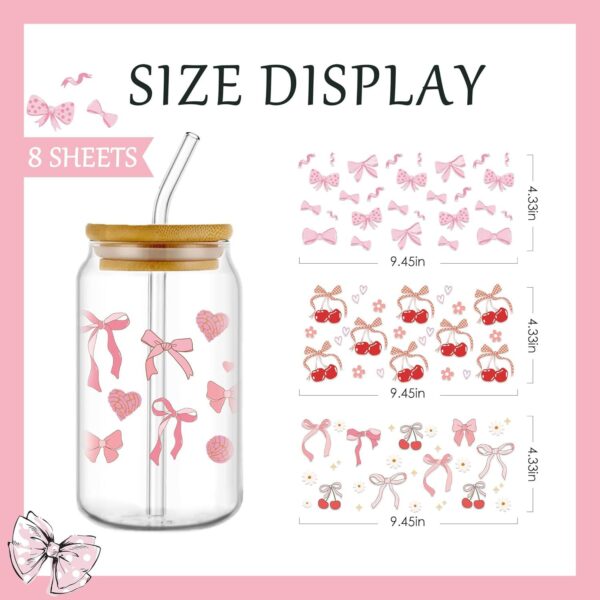 Wholesale 7 Pink Bow Cherry Theme 16oz Cup UV DTF Wraps