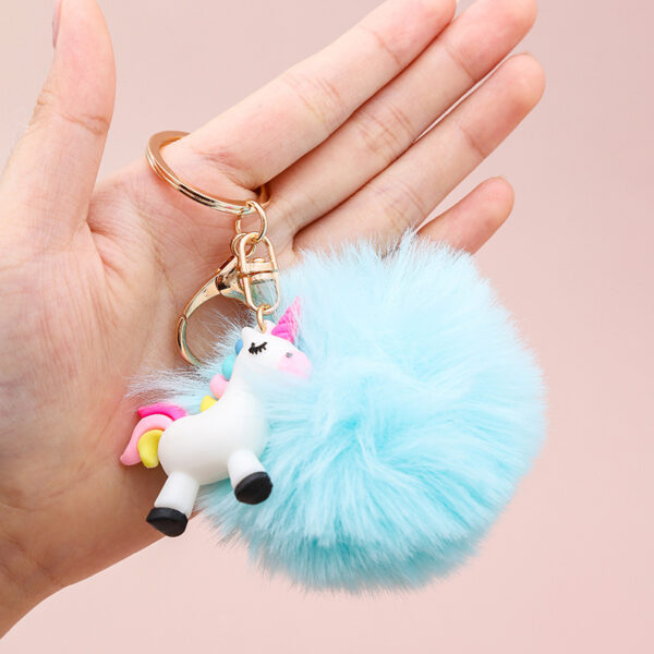 Wholesale Cute Hairball Rainbow Horse Keychain