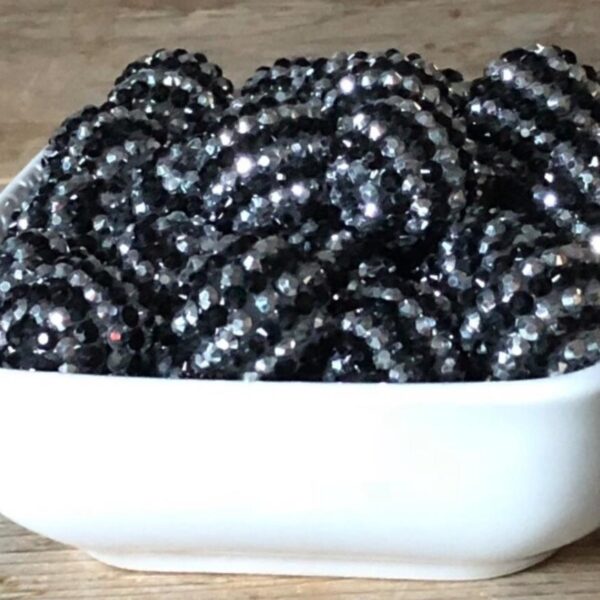 Wholesale 5PCS 20MM Resin Black Silver Striped Diamond Ball Beads
