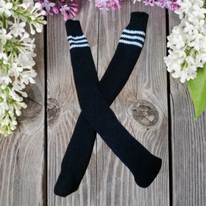 Black white stem thigh knee-hugging long socks (pair)600903