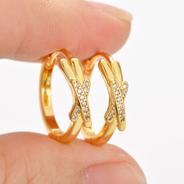 Wholesale Diamond-encrusted cross earrings, niche ear cuffs