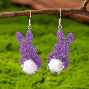 O1CN01IWb4Nh23opPr2AF5f_3950707303-0-cib Wholesale Easter Purple Rabbit White Tail Earrings