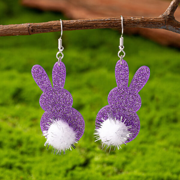 Wholesale Easter Purple Rabbit White Tail Earrings