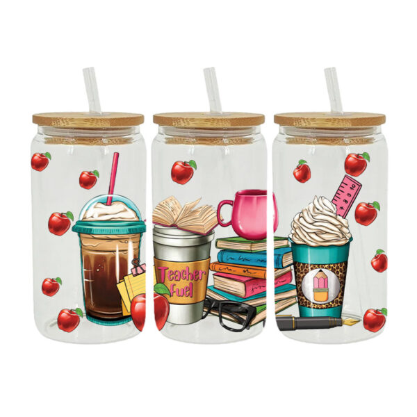 Wholesale Cute Cartoon Teacher Theme Drink 16oz Cup UV DTF Wraps