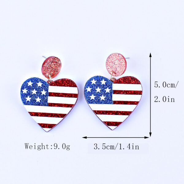 Wholesale New American Independence Day earrings red White blue striped flag earrings