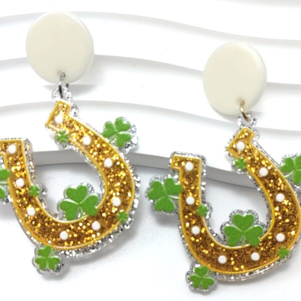 Wholesale St. Patrick's Day green cross acrylic earrings