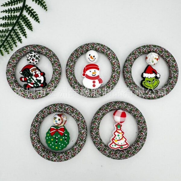 Wholesale 10pcs DIY Printed Ring Silicone Beads