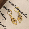 Wholesale Retro geometric hollow double heart tassel earrings