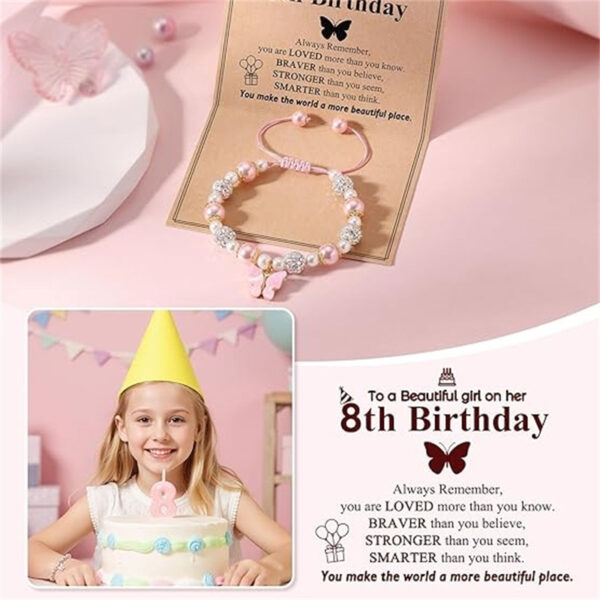 Wholesale Pink Pearl Bala Bead Butterfly Adjustable Weaving Bracelet