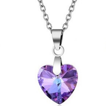O1CN01Id88NJ1YN7UQceWIo_2217676353046-0-cib Wholesale Blue heart-shaped crystal silver chain necklace