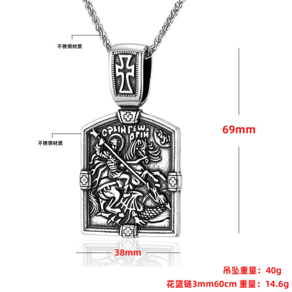 Wholesale Titanium Steel Cross Knight Card Pendant Necklace