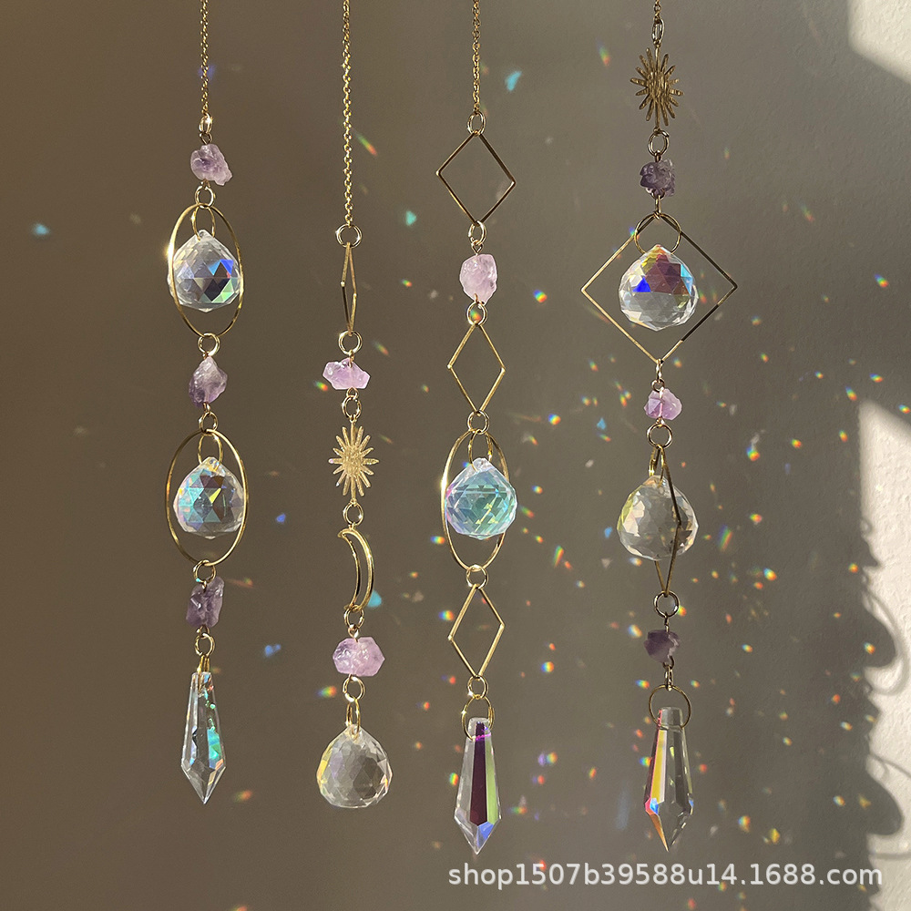 Wholesale garden decoration eam amethyst sun moon stars Wind Chimes