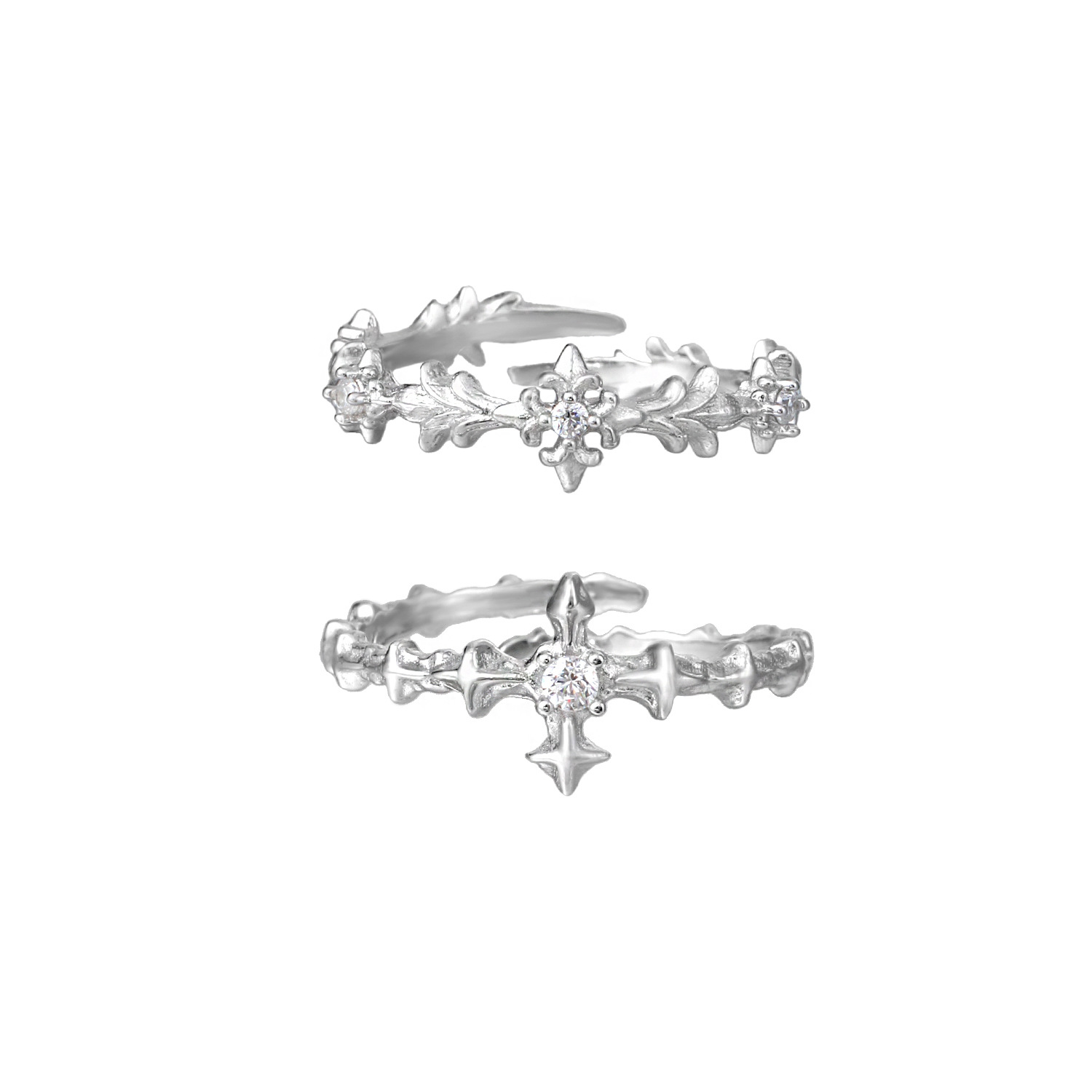 Wholesale Minimalist Fashion Cross Zircon Open Cole Rings Niche Design Light Luxury High-End Cool Style Rings for Women