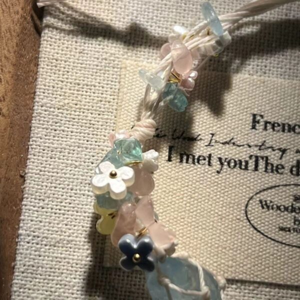 Wholesale Crystal raw stone woven pink crystal strawberry crystal bracelet