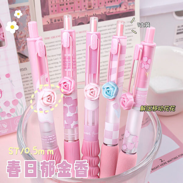 Wholesale Colorful flowers press neutral pen