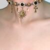 Wholesale Black Gold Cross Sun Bead Vintage Necklace