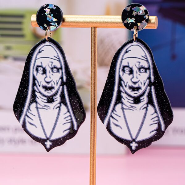 Wholesale Halloween blue cartoon witch acrylic funny earrings
