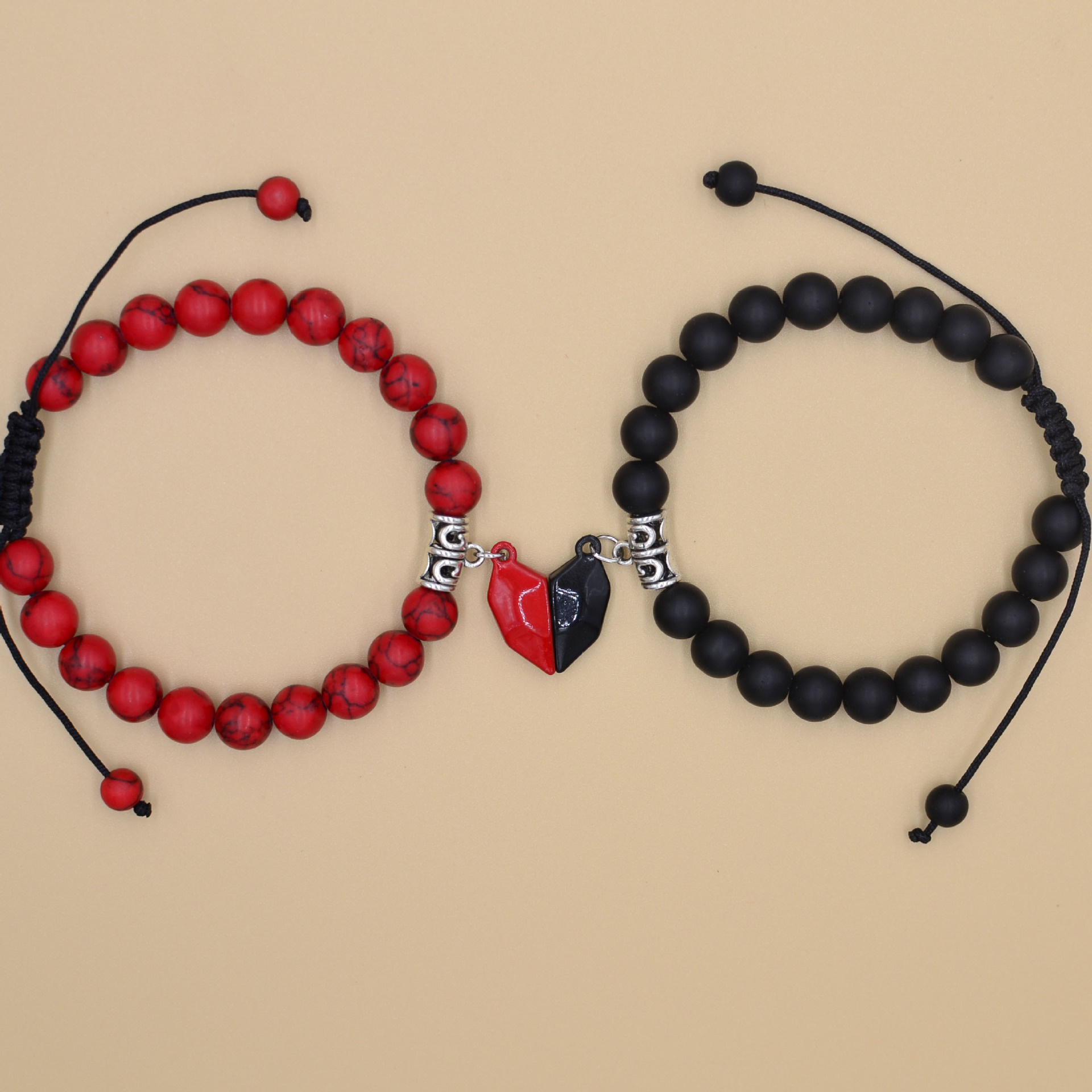 Wholesale Cole Bracelet Suction Stone Pair of Black Red Rope Love Bracelet Valentine's Day Gift