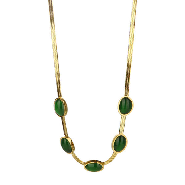 Wholesale Accessible Luxury Niche Emerald Titanium Steel Necklace Women's Ins Style
