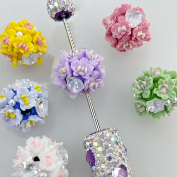 Wholesale Heavy-Duty Pottery Clay Flower Ball Heart Five-Pointed Star Mocha Diamond Straight Hole Loose Beads DIY Wearable Pen Mobile Phone Chain Beading Accessories